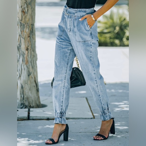 Rena High Rise Belted Denim Pants - Picture 4 of 4